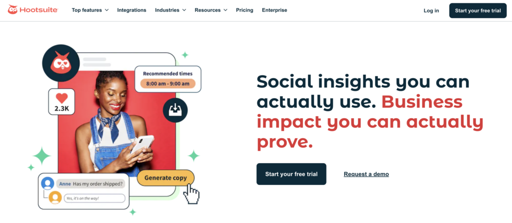 hootsuite website home page