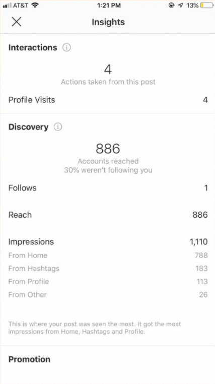 Instagram insight screenshot example