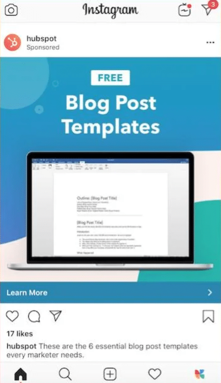 instagram ad template screenshot