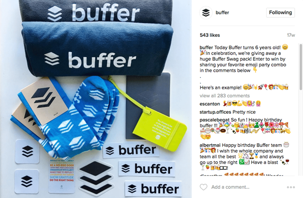 Buffer Instagram contest for more comments