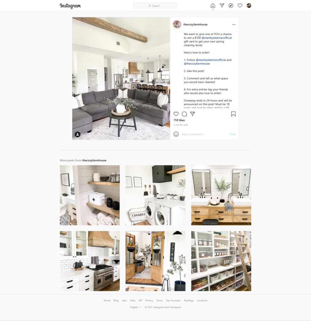 the cozy farm instagram giveaway