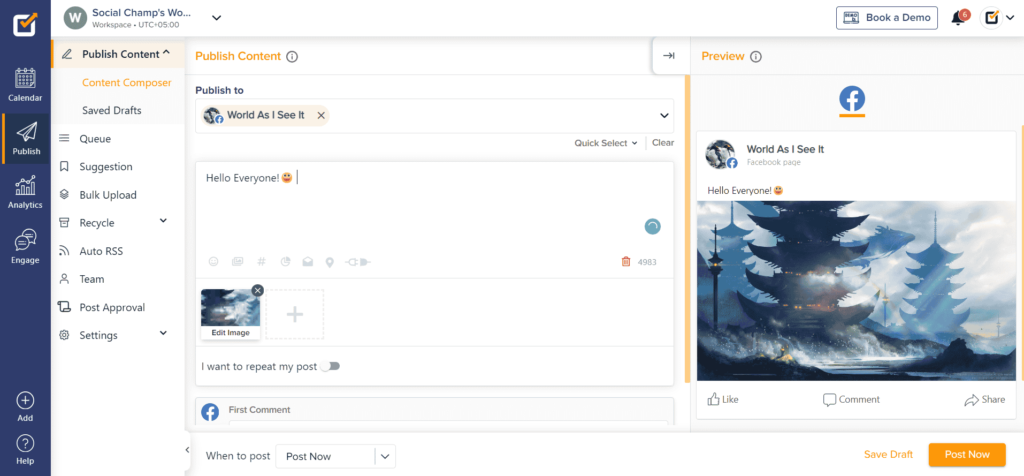 social champ dashboard