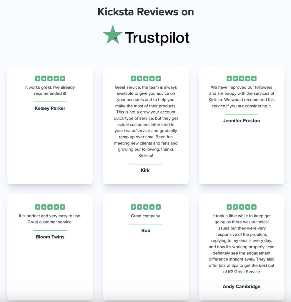 reviews on trustpilot about kicksta