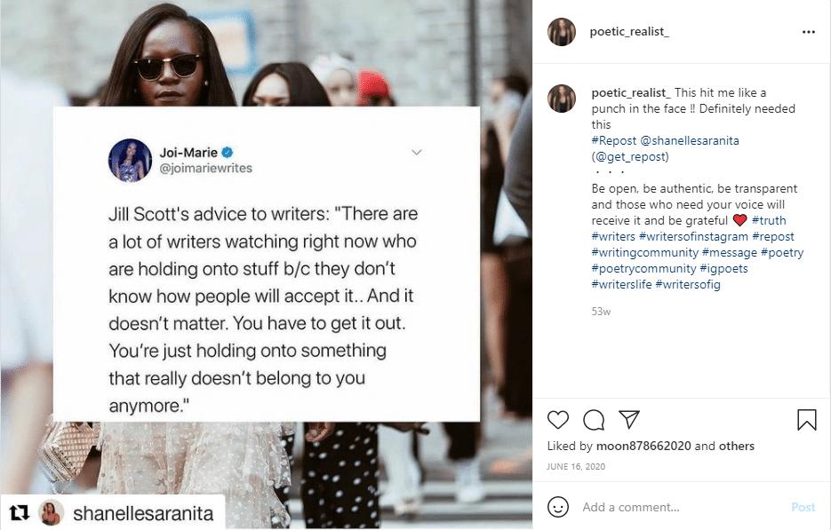Examples of Reposting Done Correctly