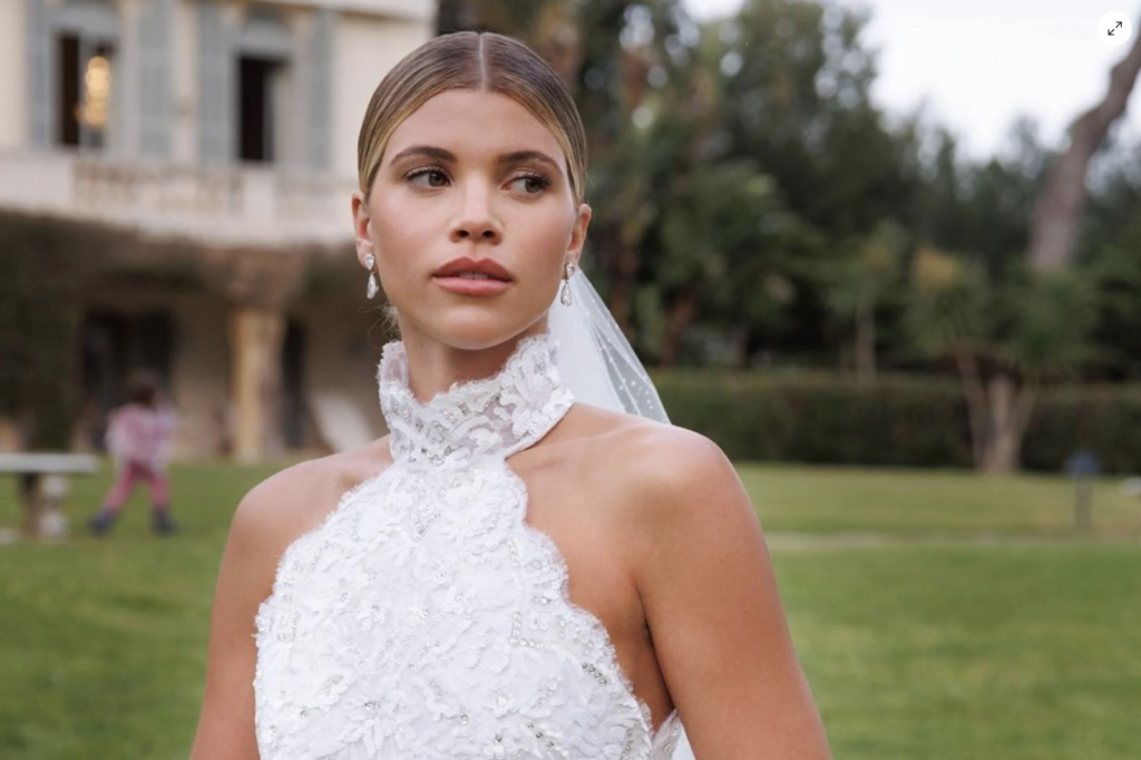 Sophia Richie in a wedding dress.