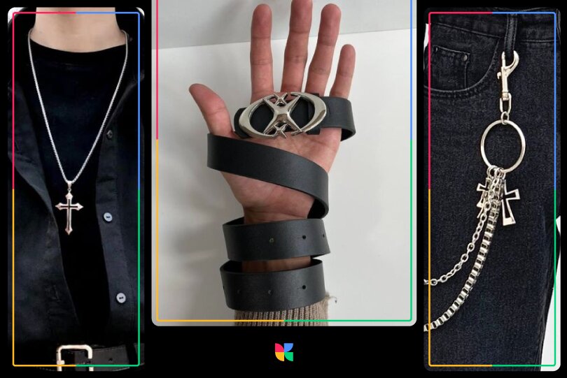 e-boy jewelry of crosses, metal and leather