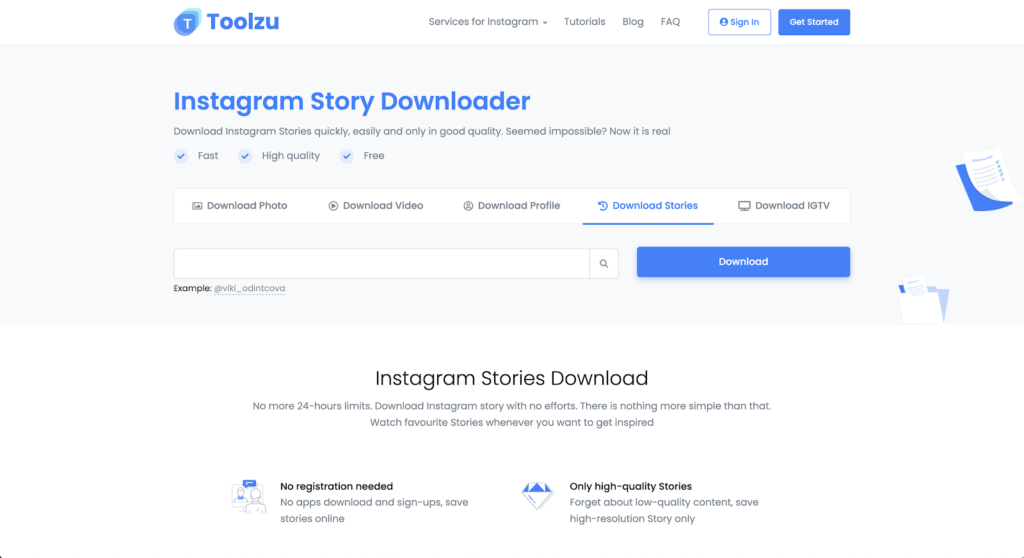 Instagram story downloader toolzu