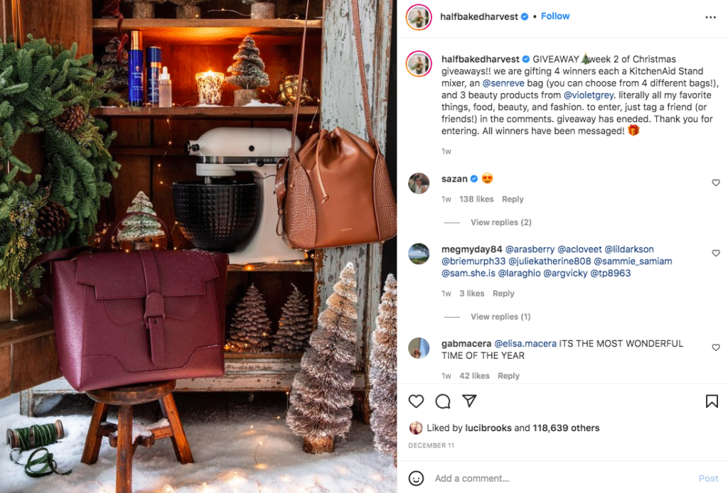 Instagram giveaway contest example