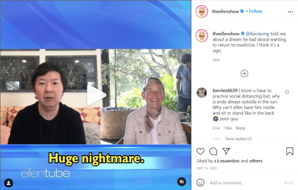ellen show igtv coronavirus
