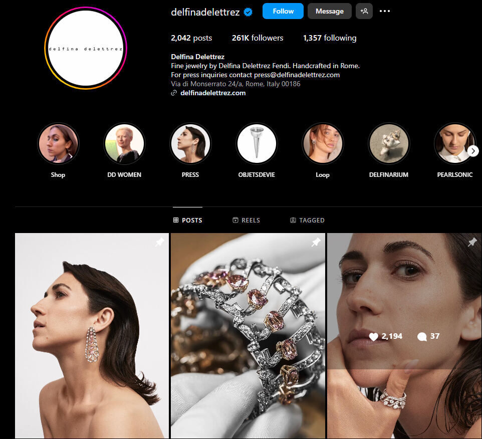 sell jewelry using instagram - delfinadelettrez