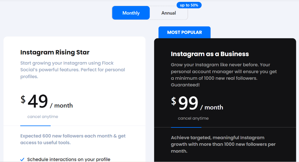 flocksocial pricing options