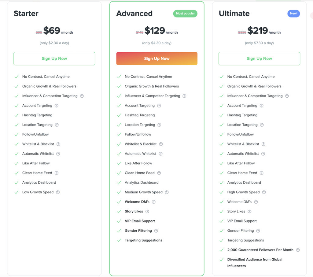 kicksta pricing