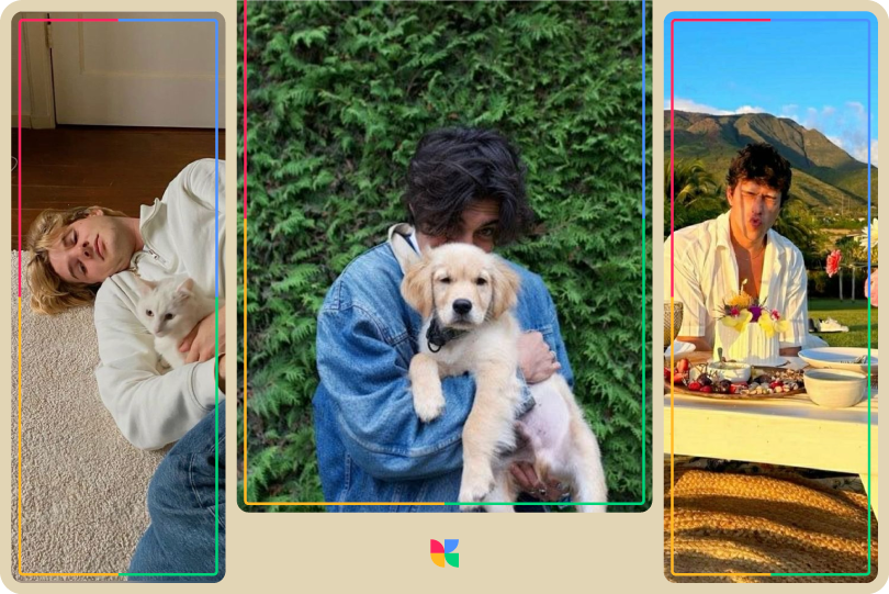 boy holding a golden retriever puppy
