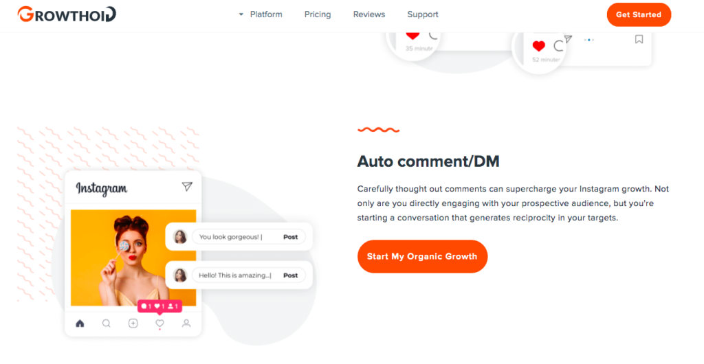 Growthoid automatic comment and dm feature