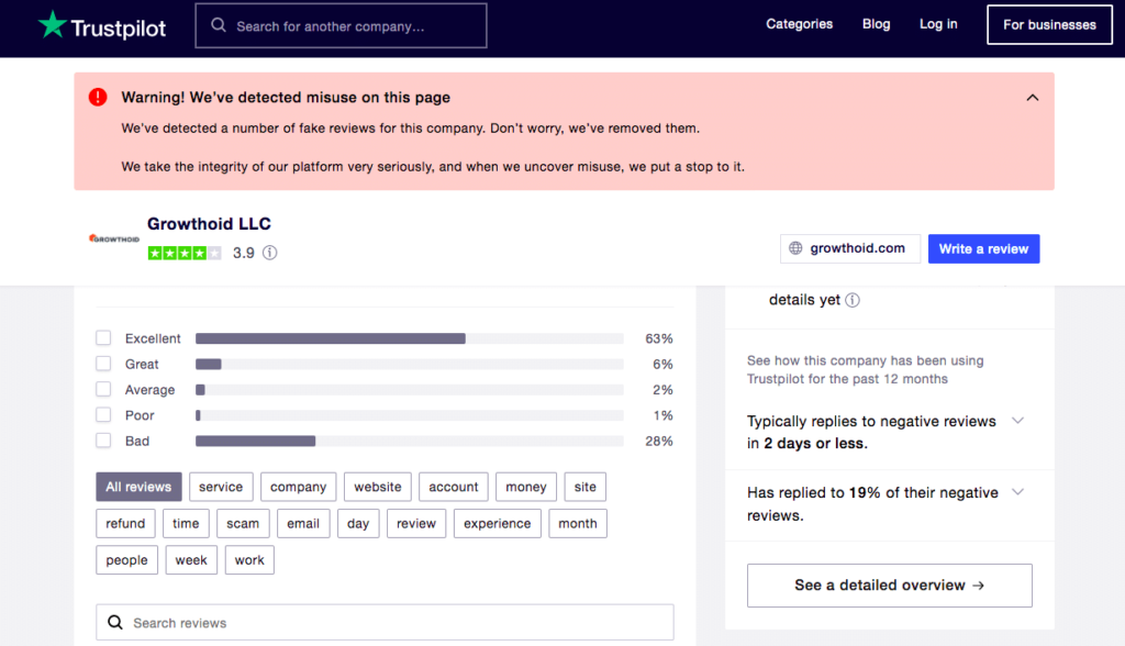 TrustPilot real Growthoid reviews