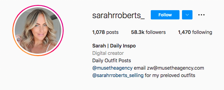 Instagram profile example