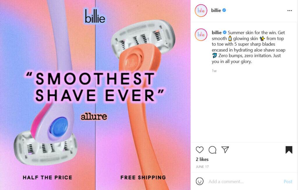 billie photo ad management for subscription service