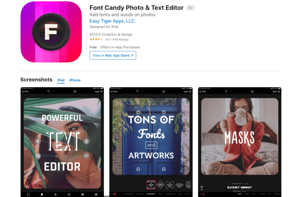 Font Candy photo editor app