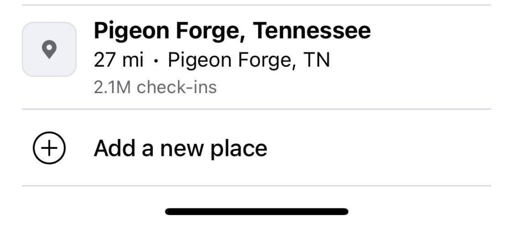 add a new place pigeon forge screenshot