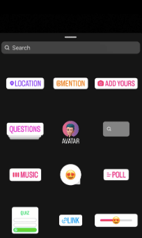screenshot of instagram search bar