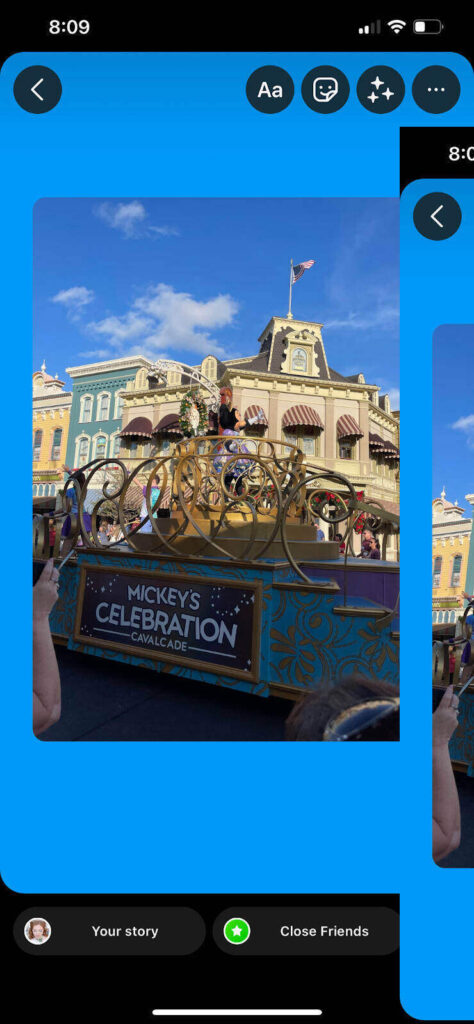 disney photo with blue background on instagram