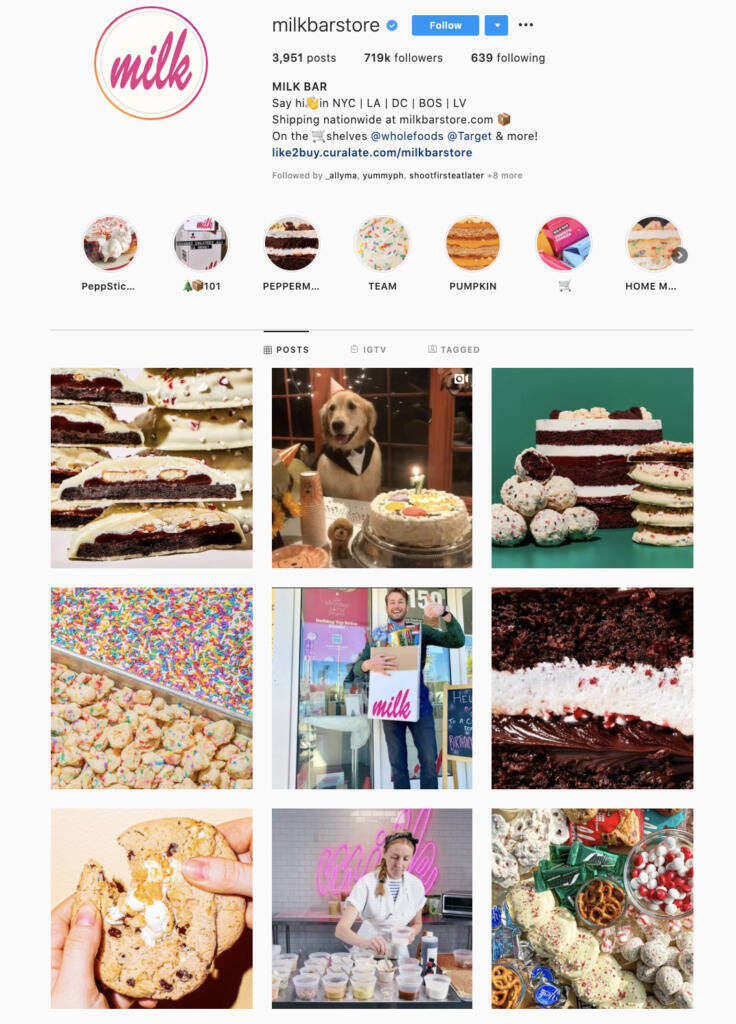 instagram content strategy milkbarstore product shots