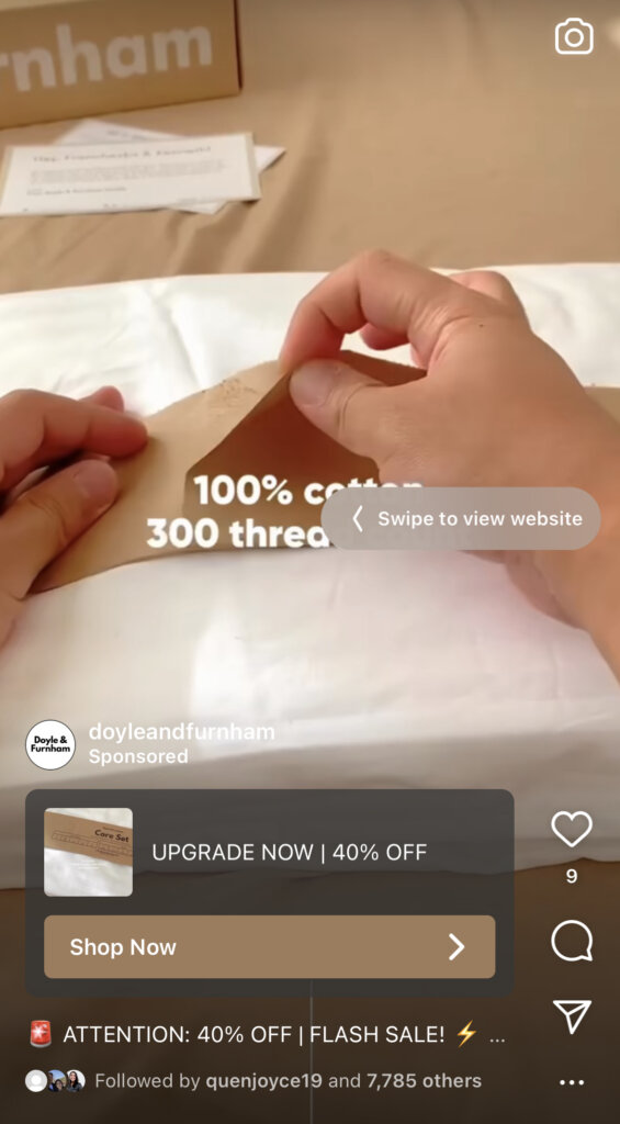Doyle & Furnham Instagram reel ad 