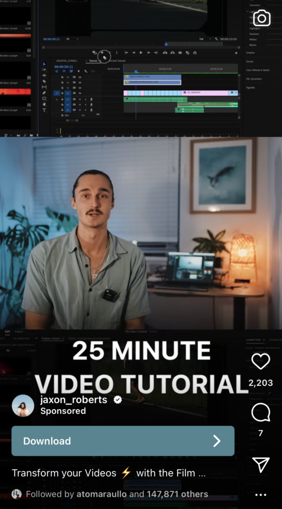 Jaxon Roberts IG reel ad