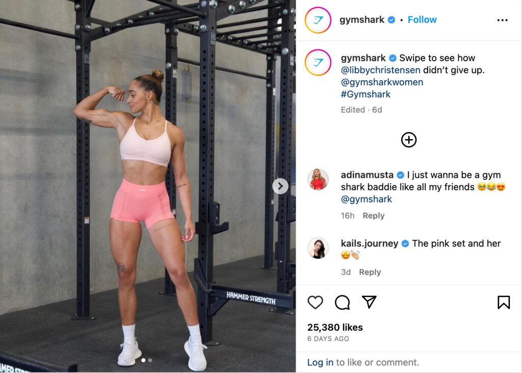gymshark post on instagram