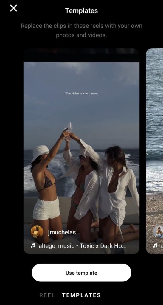 instagram reels templates of women celebrating