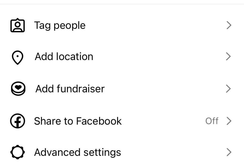 screenshot of instagram reel options before posting