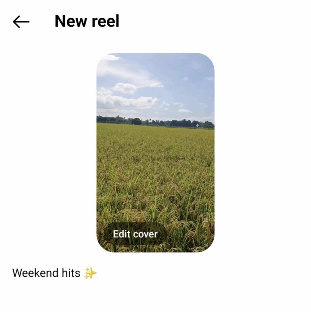 instagram reels edit cover photo of a field
