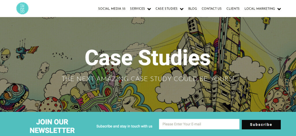 photo of Social Media 55 case study page