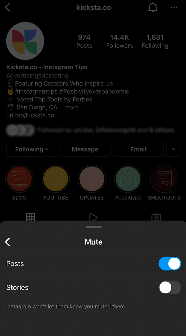 how to mute someone on Instagram step 3 