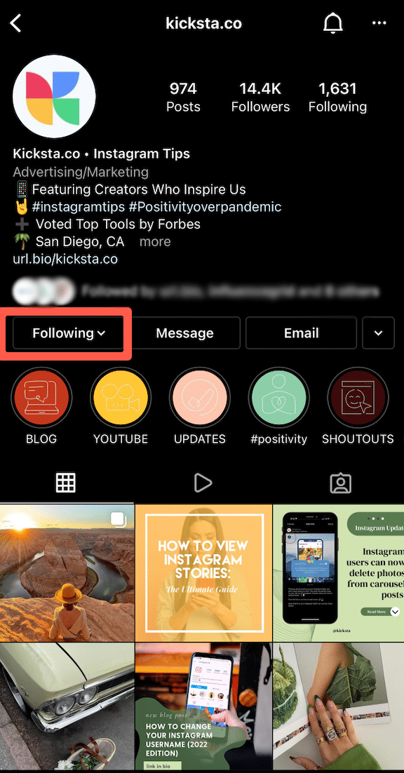 how to mute someone on Instagram step 1