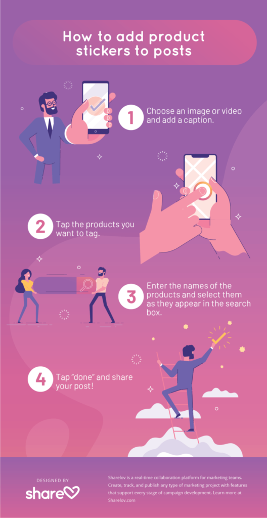 how to add product stickers to post