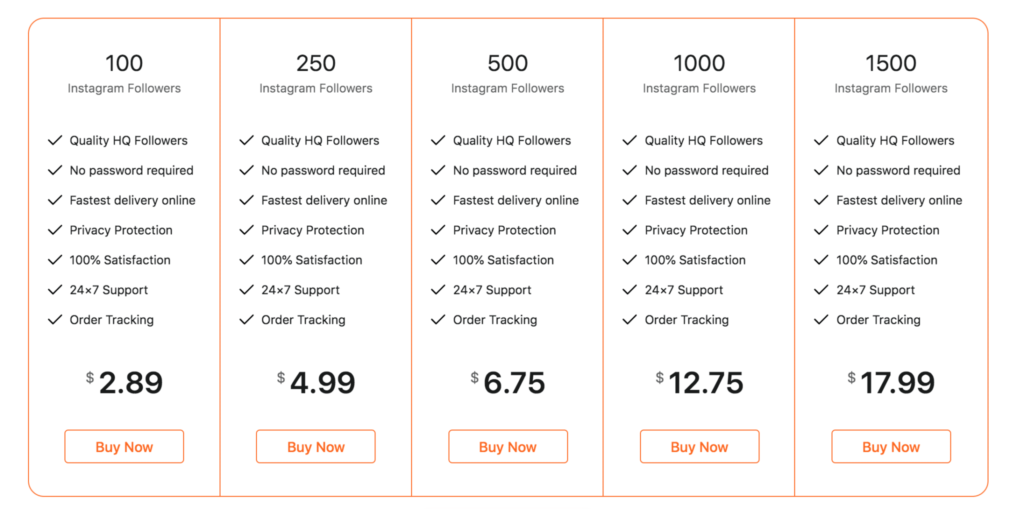 instaboostgram instagram followers pricing plan