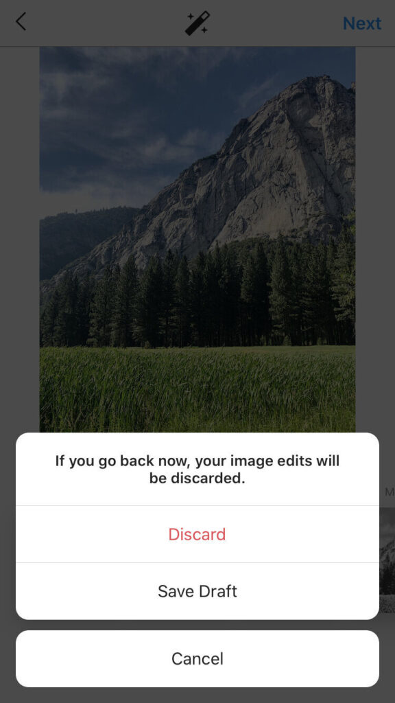 Editing photos within Instagram