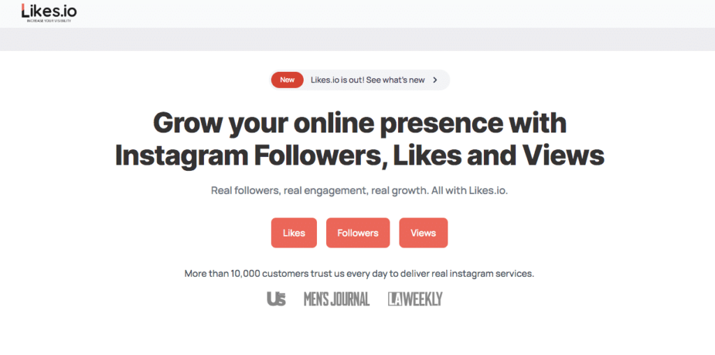 likes.io screenshot of homepage