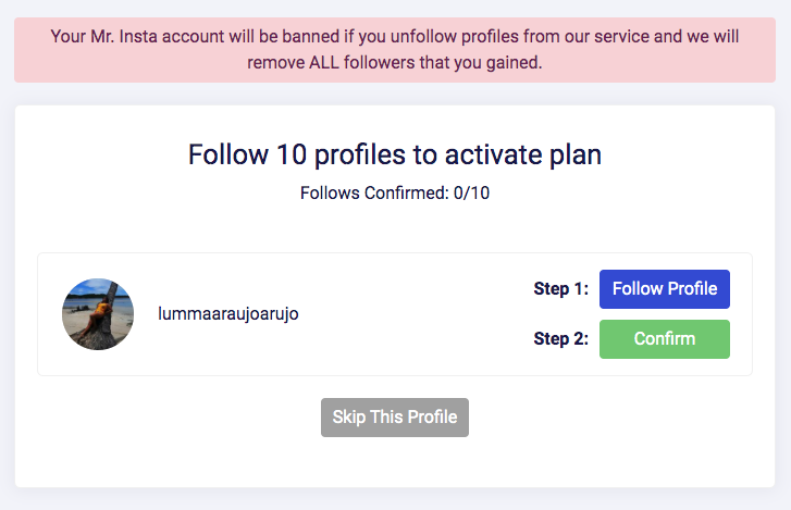mr. insta dashboard targets
