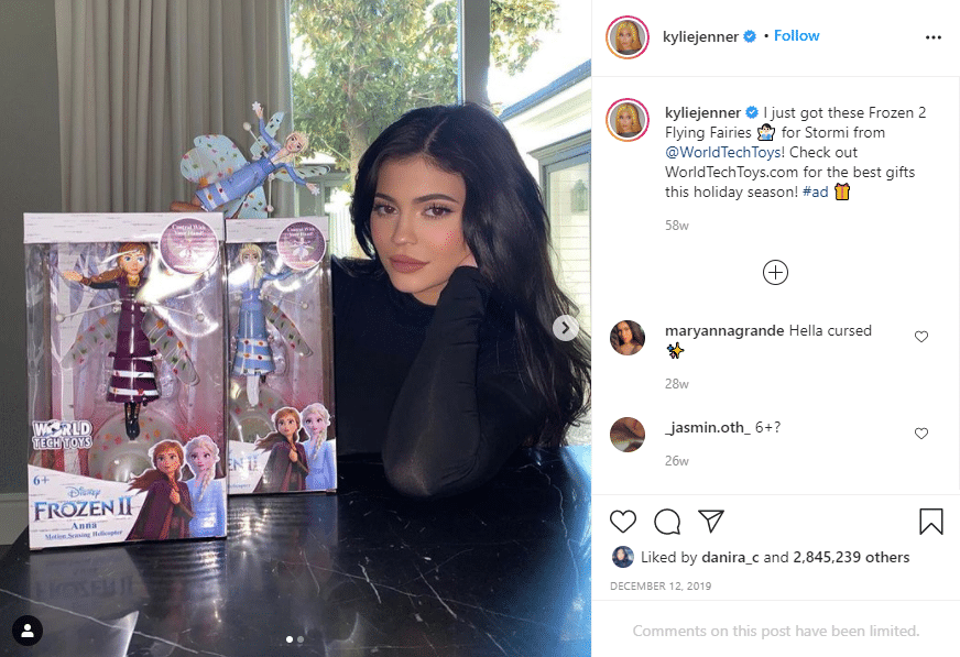 mega influencer kylie jenner instagram post
