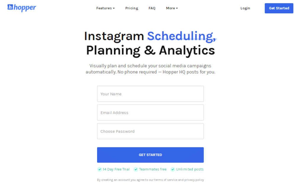 Hopper Instagram Scheduling planning and analytics