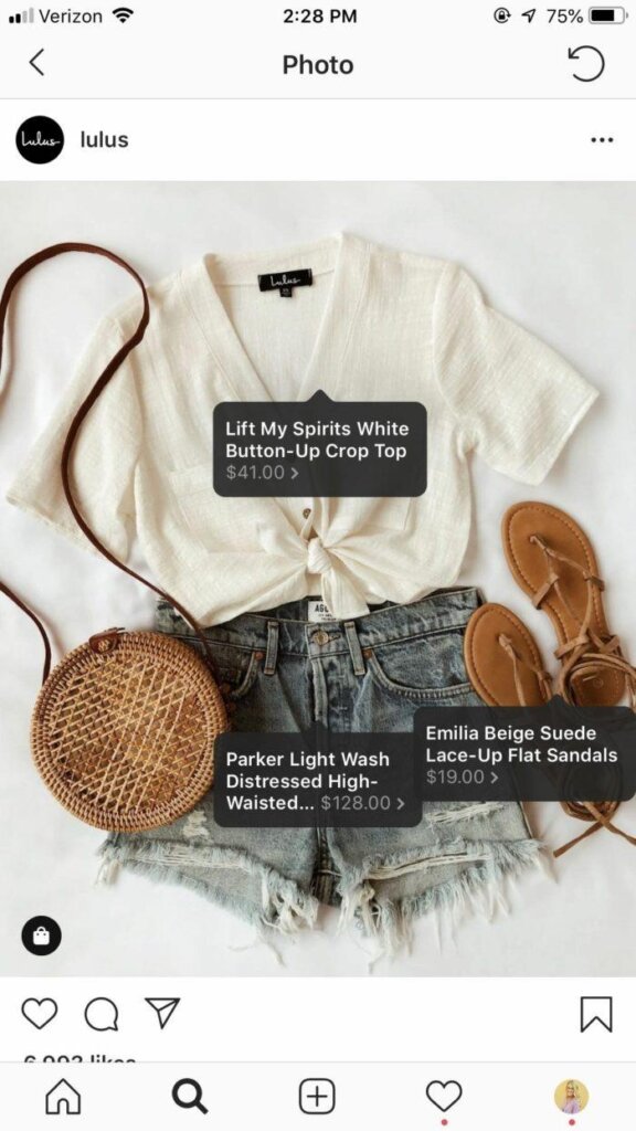 Product tags on instagram post