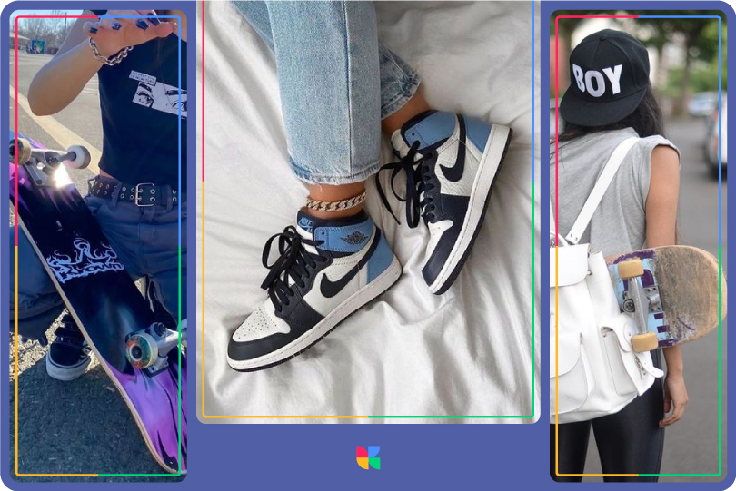 skater girl aesthetic purple colors