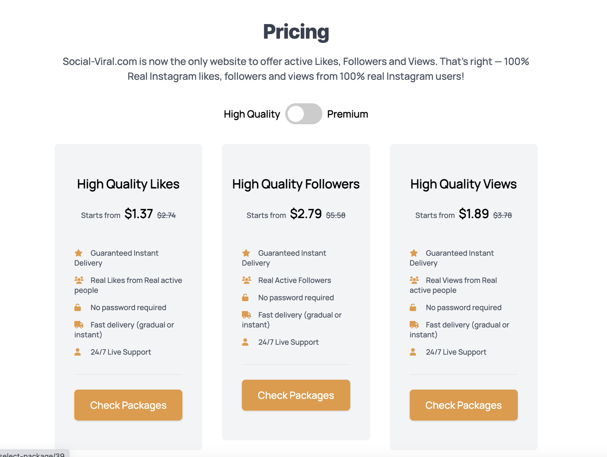 Social Viral pricing screenshot