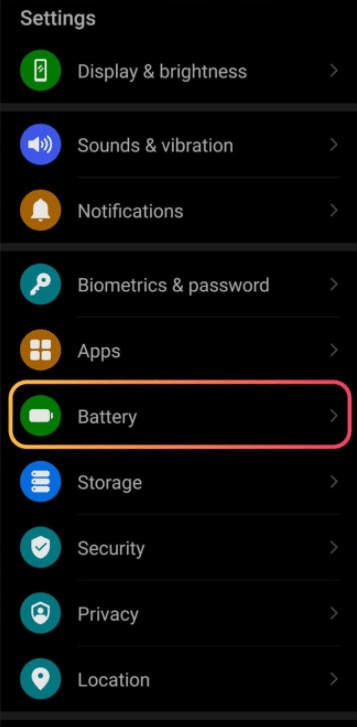 phone settings, where to find battery saving mode