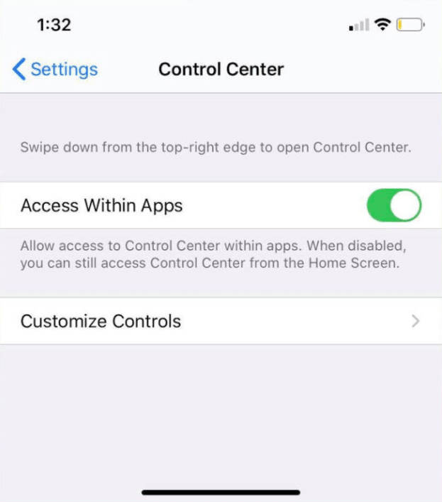 control center screenshot