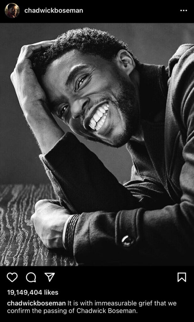 Chadwick Boseman's death announcement post