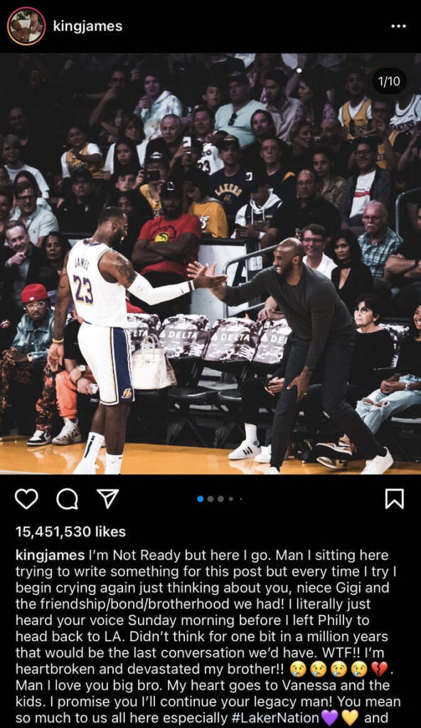 Lebron's tribute to Kobe post