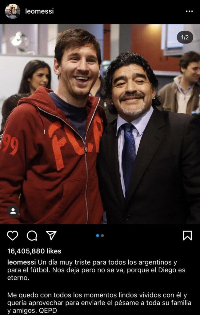 Leo Messi's tribute to Maradona post